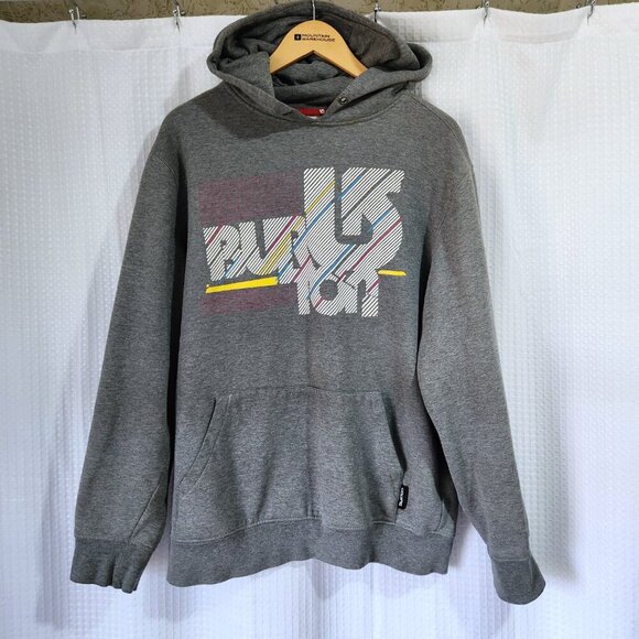 Burton Hoodie Size Large Grey Pullover Sweater Kangaroo Pocket Large Logo - Picture 1 of 8